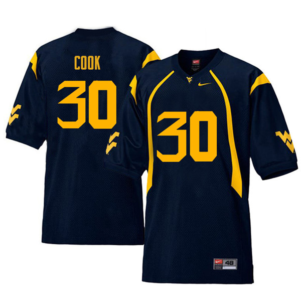 Men #30 Henry Cook West Virginia Mountaineers Retro College Football Jerseys Sale-Navy
